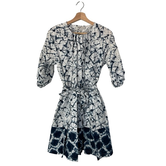 Thakoon x Target Shibori Print Elbow Sleeve Mini Blue White Shirtdress - XS - Picture 4 of 12